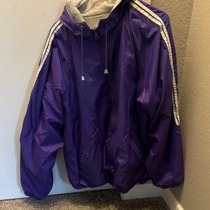 adidas Purple Puffer Jacket with Gray Hood